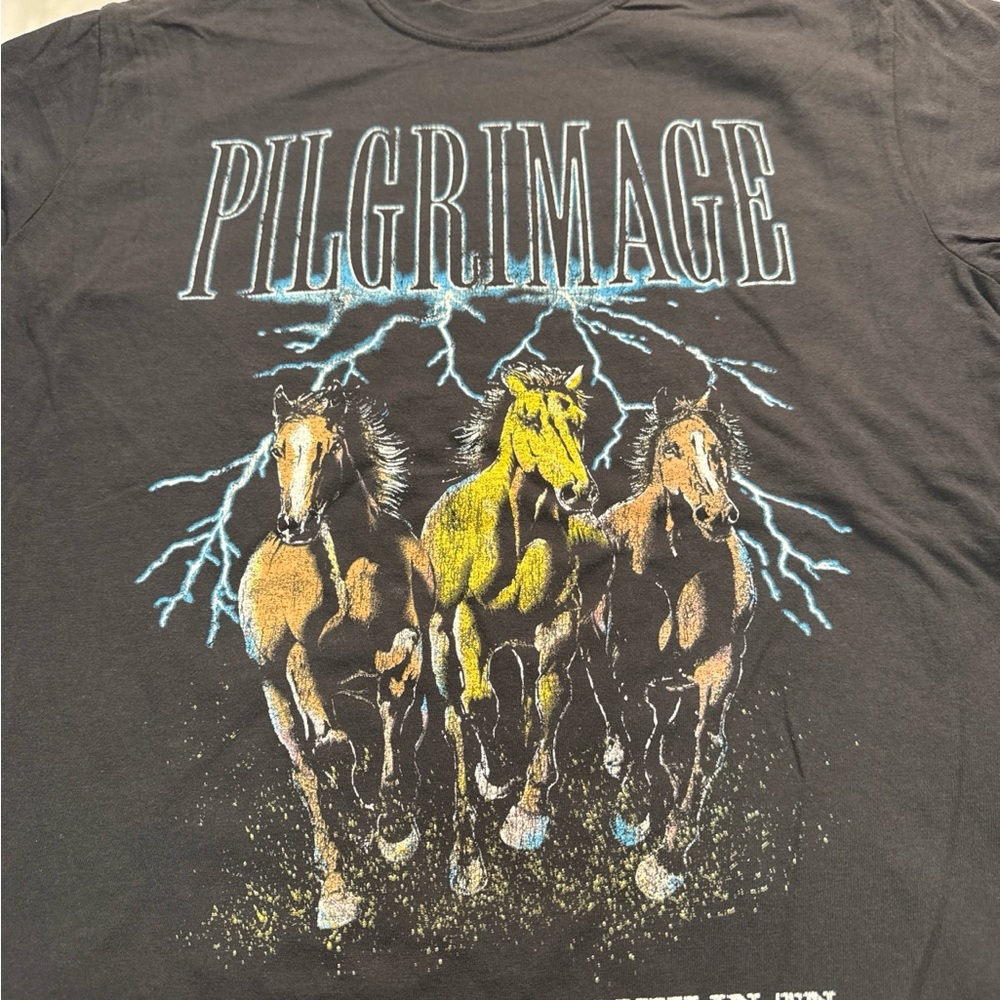 Comfort Colors Black Pilgrimage Graphic Tee with Lightning and Horses